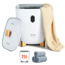 VEVOR - Towel Warmer 25L, Towel Warmer Bucket with 2 Heating Modes, 20/40/60/90 Min Auto Shut Off, Bottom Heating Columns - White