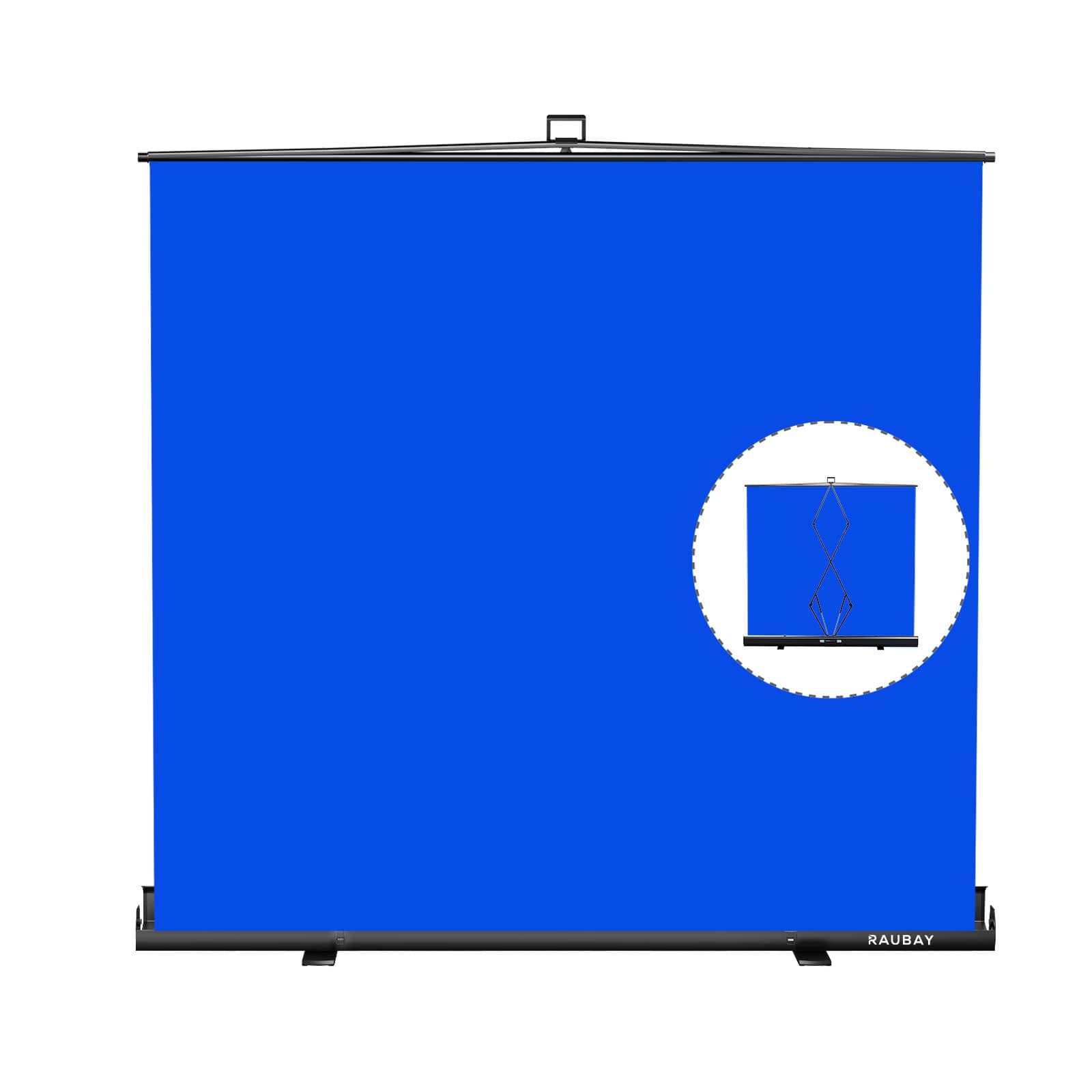 Front. RAUBAY - 6.6′ x 6.9′ Collapsible Blue Screen Backdrop Portable Retractable Chroma Key Panel Photo Background with Stand - Blue.