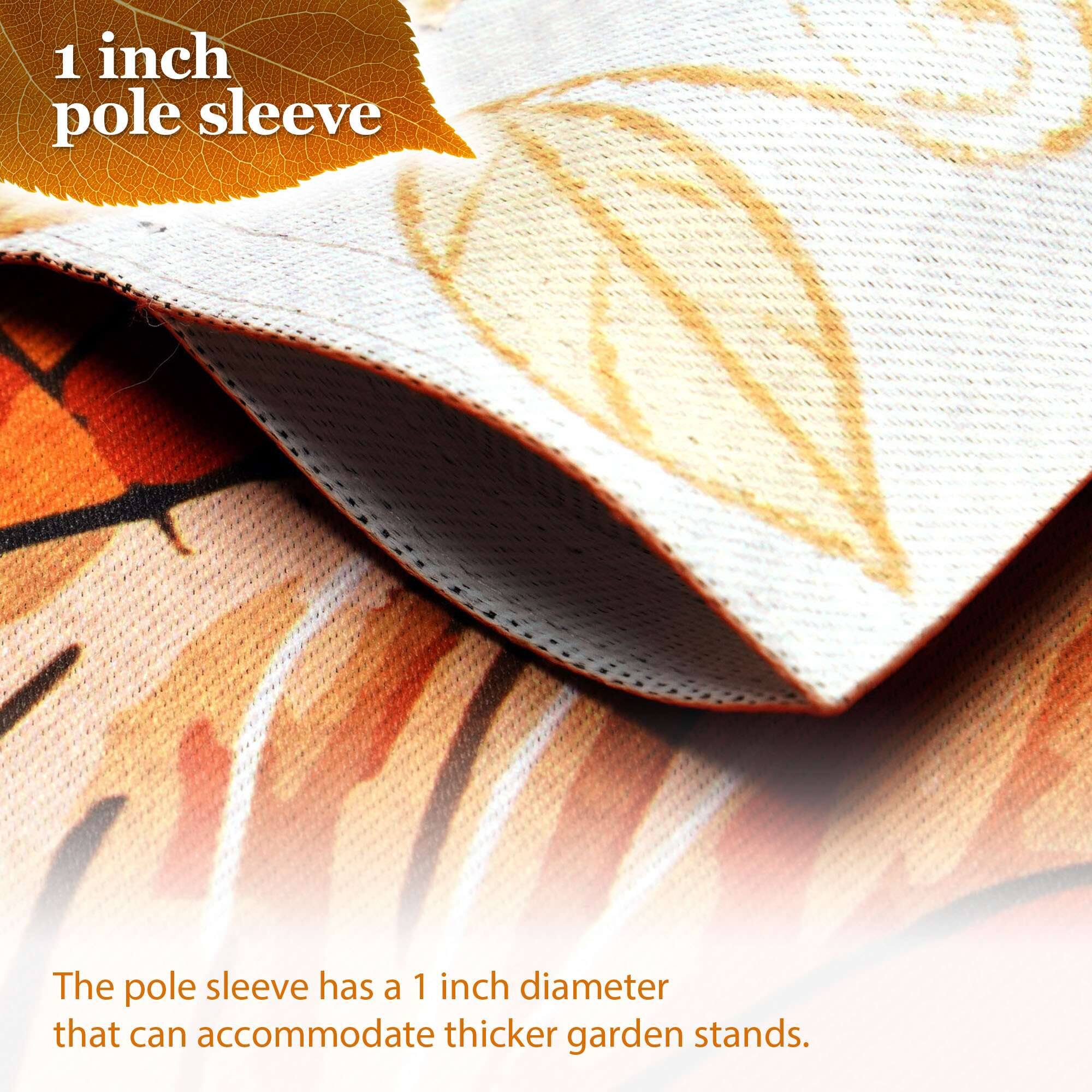 1 inch pole sleeve

The pole sleeve has a 1 inch diameter that can accommodate thicker garden stands.