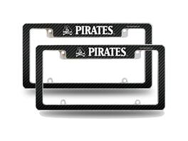 Rico Industries - East Carolina Pirates (Set of 2) Chrome Metal License Plate Frames with Carbon Fiber Design - Multi