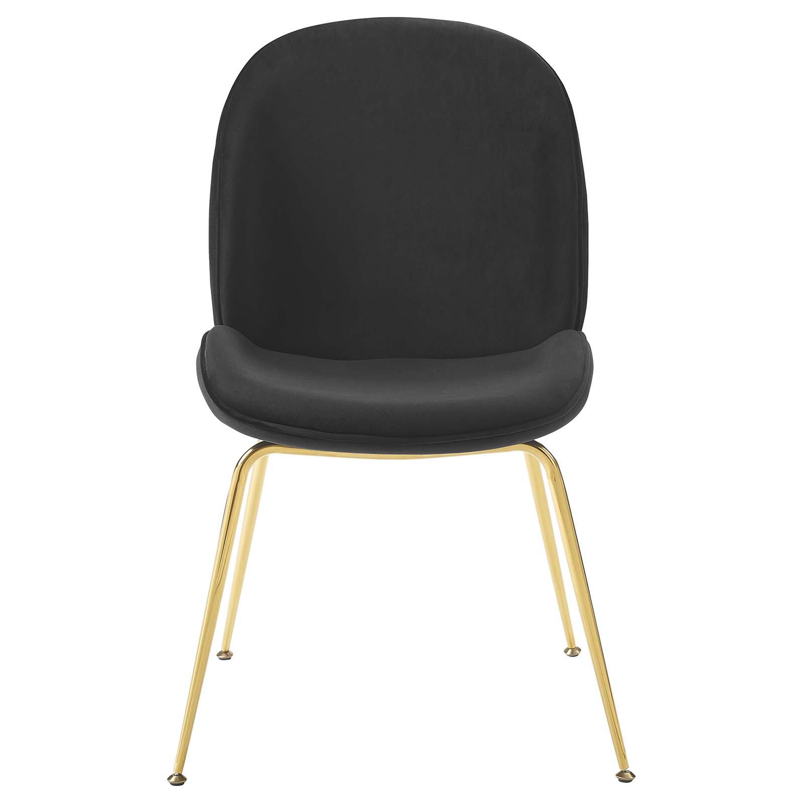 Alt View 2. Modway - Scoop Gold Stainless Steel Leg Performance Velvet Dining Chair by Modway - Black.