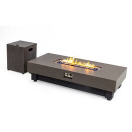 APRILSOUL - 60 inch FIRE PIT TABLE Wood Outdoor Gas Fire Pit Table with Rain Cover Rectangular Heater - Black,Walnut