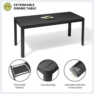 EXTENDABLE DINING TABLE

- Detachable tabletop
- Rounded edge
- Adjustable table feet to keep stable