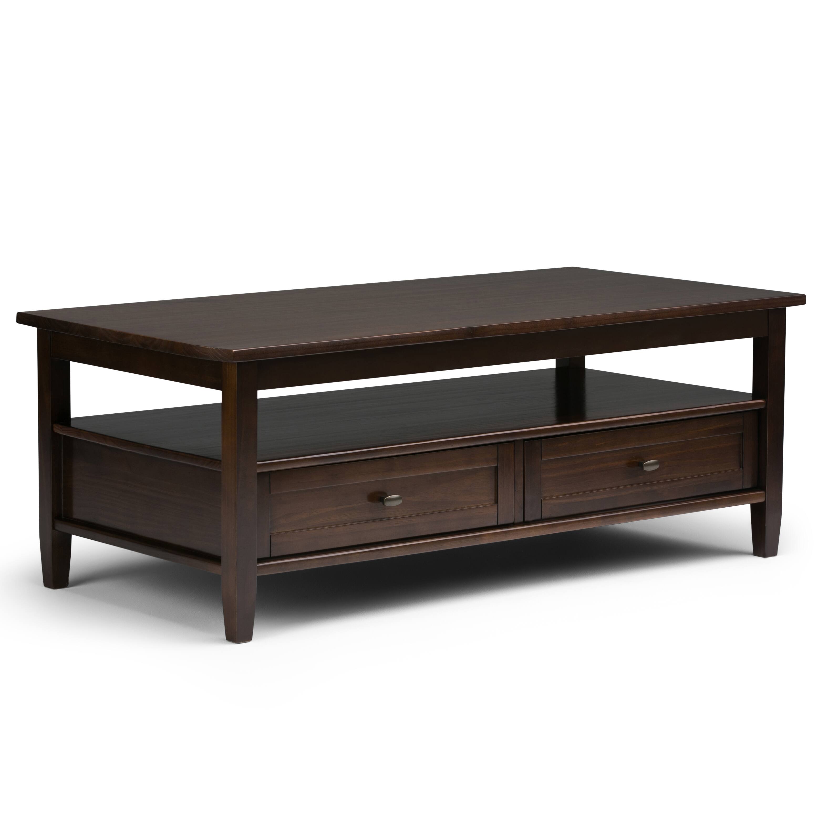 Alt View 1. Simpli Home - Warm Shaker 48 inch Coffee Table with 14 inch End Tables (Set of 3) - Tobacco Brown.