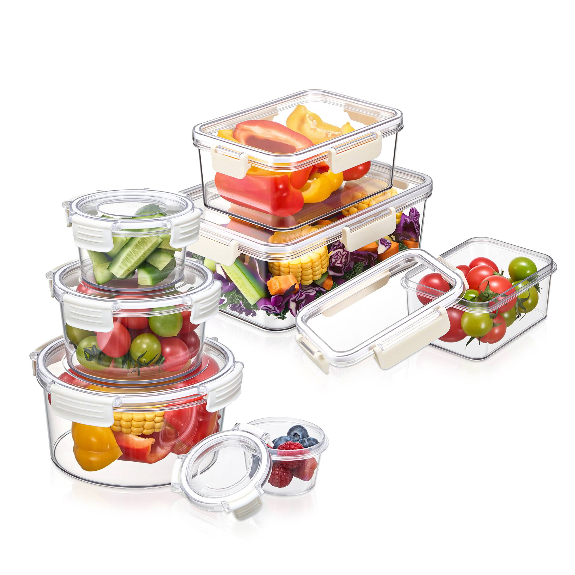 Sorbus - 7-Piece BPA-Free Food Storage Container Set – Stackable & Nestable Plastic Containers with Snap-On Lids Meal Prep - Clear