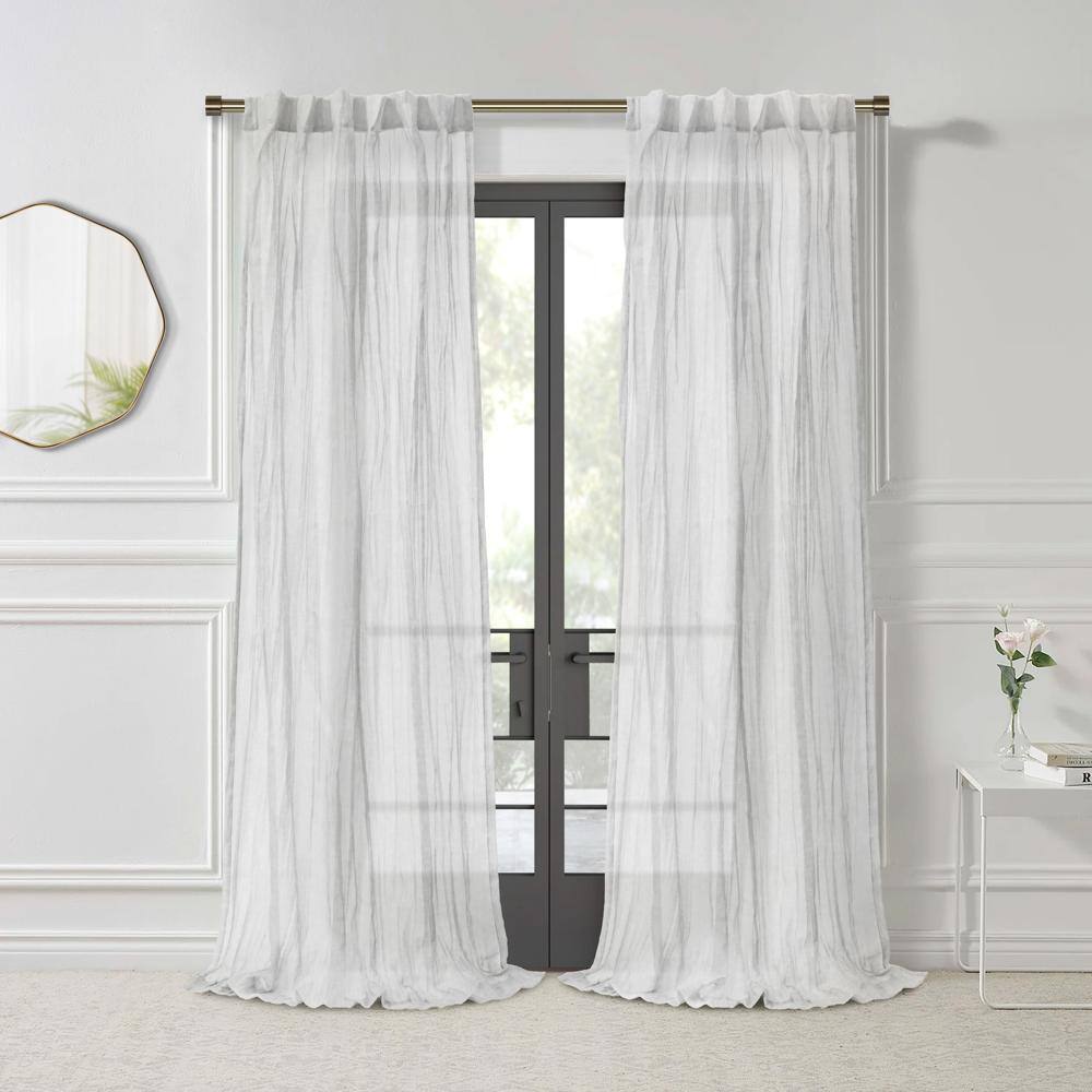 Angle. Commonwealth Home Fashions - Habitat Paloma Sheer Dual Header Stylish and Functional Curtain Panel 52" x 95" White - White.