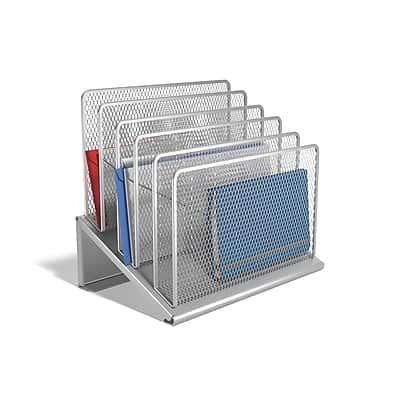 TRU RED 5 Compartment Wire Mesh File Organizer Silver TR57555-CC