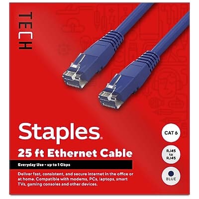 Staples TECH 14 ft. Cat 6 Ethernet Cable, Male to Male, (ST62456