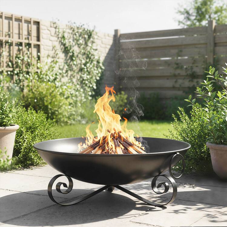 Mondawe 24 Inch Heavy Duty Metal Fire Pit Bowl Outdoor Wood