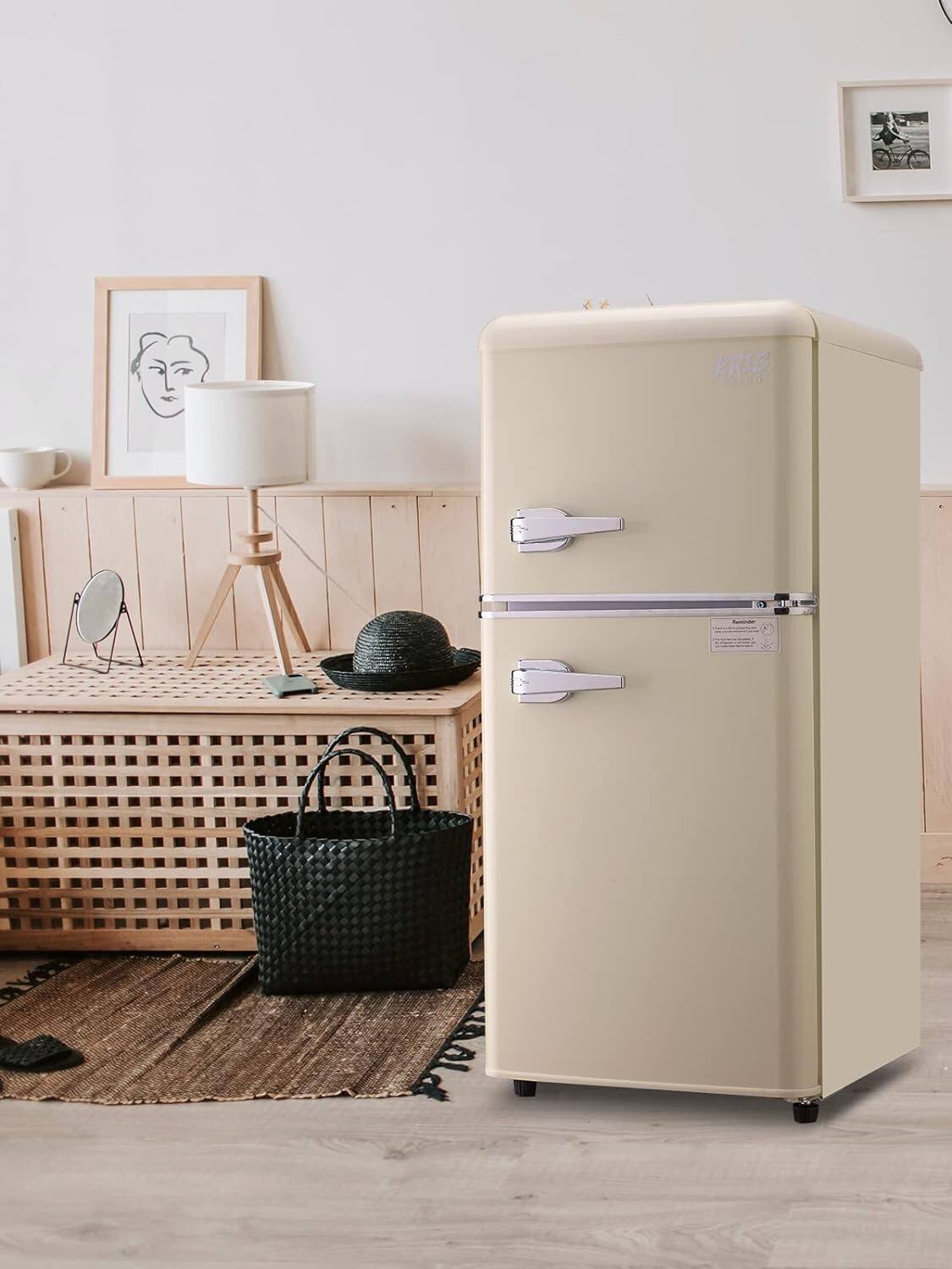 Alt View 1. Chery Life - 3.5 Cu.Ft Cream Compact Refrigerator Mini Fridge with Freezer 2 Door, 7 Removable Shelves for Kitchen - Cream.