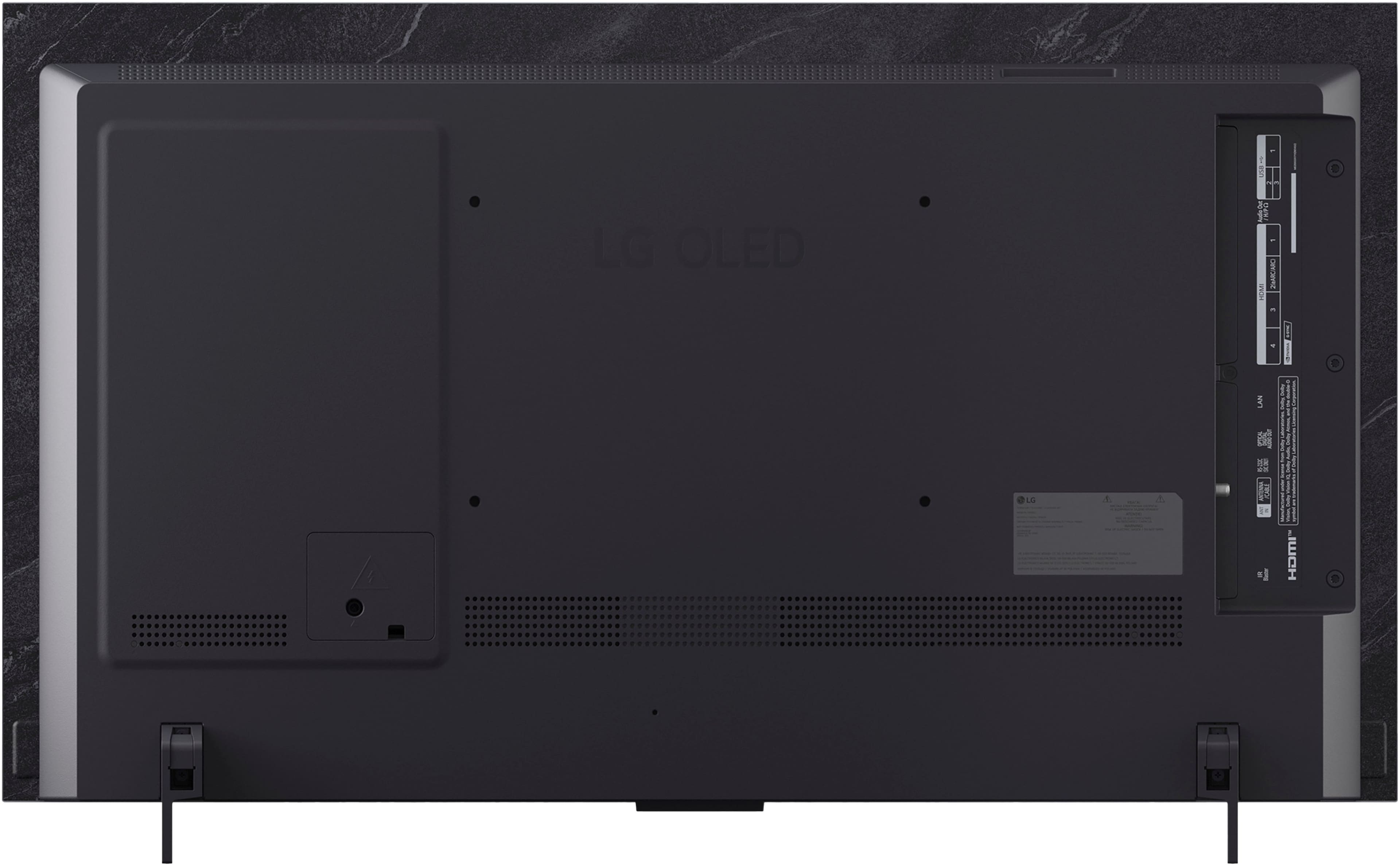 LG OLED TV with a black frame and a black screen.