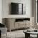 Angle. Simpli Home - Warm Shaker 72W Low TV Stand with Drawers, Doors and Cubbies - Distressed Gray.