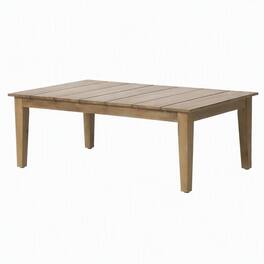 RYHNUYNE - Outdoor Solid Wood Coffee Table, Rectangular Slatted Patio Table with Natural Wood Finish for Backyard Porch Garden - Brown