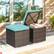 Alt View 3. Costway - 2PCS Patio Rattan Ottomans Seat Side Table Storage Box Footstool with Cushions - Turquoise + Mix Brown.
