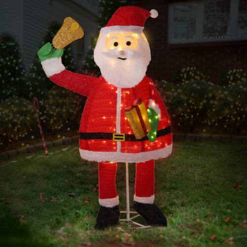 Alt View 8. Winado - 6 FT Lighted Santa Claus Holding Bell for Christmas Holiday Outdoor Decoration - Red.