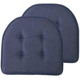 Sweet Home Collection - Solid Color U Shaped Memory Foam 17" x 16" Chair Cushions, 2-Pack - Denim