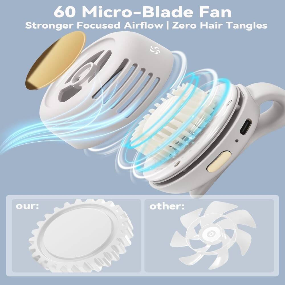 60 Micro-Blade Fan  
Stronger Focused Airflow | Zero Hair Tangles  

our:  
other: