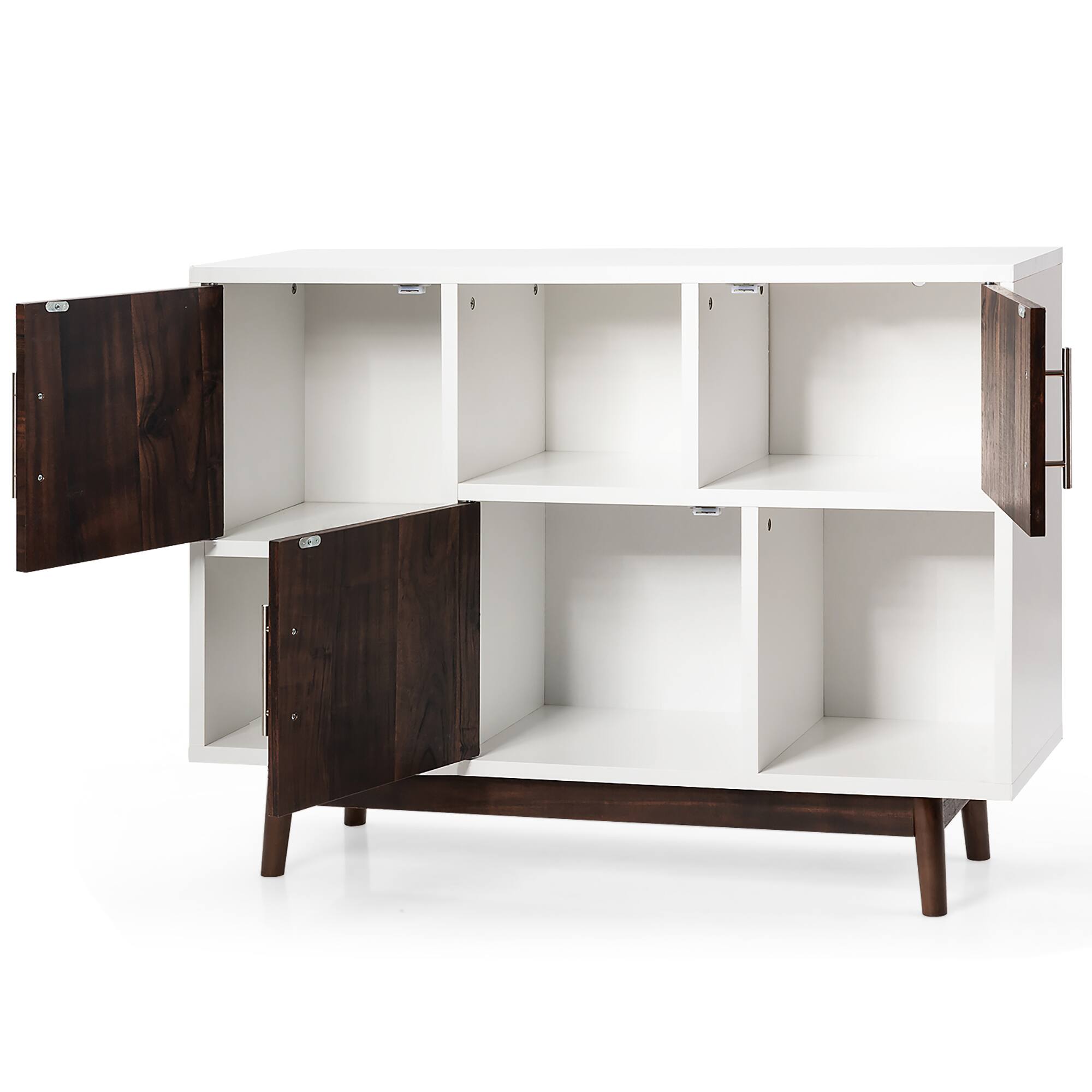 Alt View 6. Costway - Wood Display Storage Cabinet Console Table TV Stand Multipurpose w/ Door & Shelf - White.
