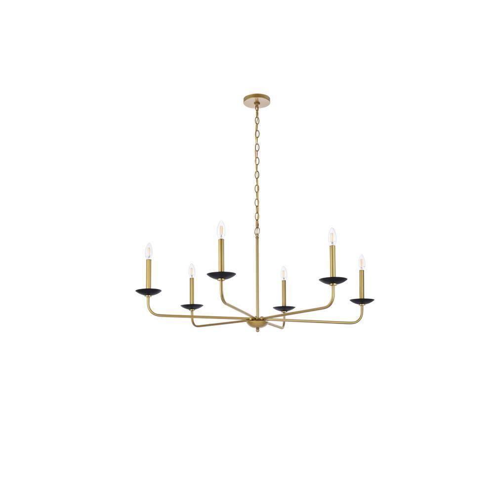 Back. Living District - Cohen 42 inch pendant in black and brass - Black And Brass.