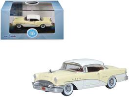 1955 Buick Century Condor Yellow and Dover White with Red Interior 1/87 (HO) Scale Diecast Model Car by Oxford Diecast - Yellow, Dover White And Red