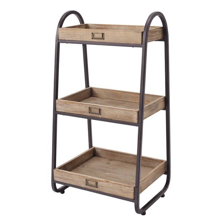 Hivvago - Industrial Freestanding 3-Tier Bathroom Storage Shelving Unit - Rustic Brown