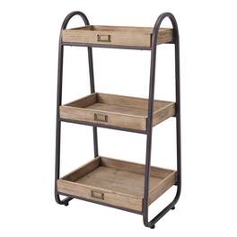 Hivvago - Industrial Freestanding 3-Tier Bathroom Storage Shelving Unit - Rustic Brown