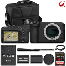 Bundle - Canon - EOS R6 V Mirrorless Camera with 128GB Memory Card, Extra Battery & Accessories - Black