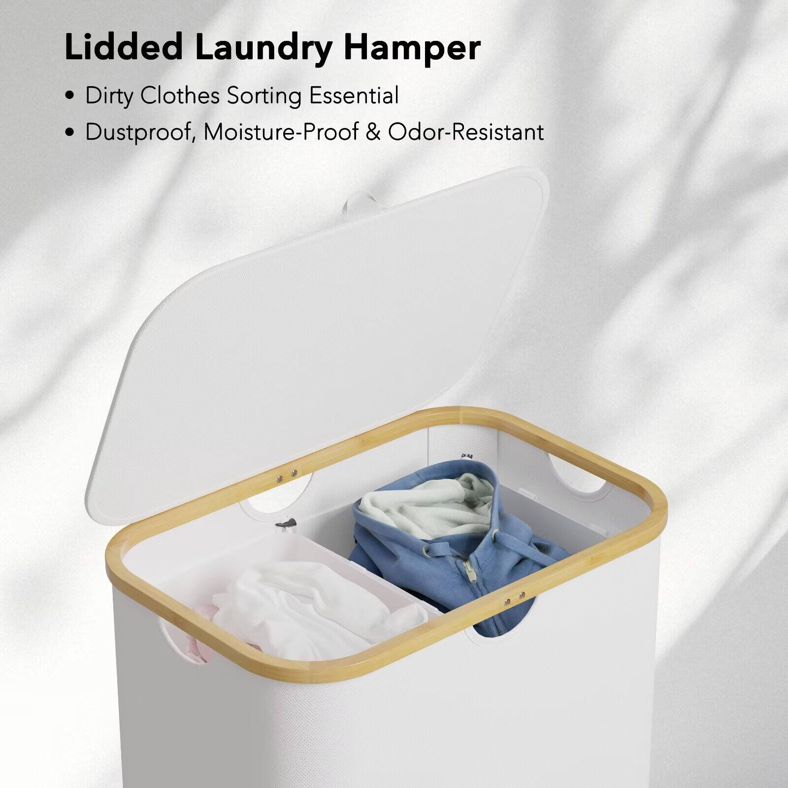 Lidded Laundry Hamper  
- Dirty Clothes Sorting Essential  
- Dustproof, Moisture-Proof & Odor-Resistant