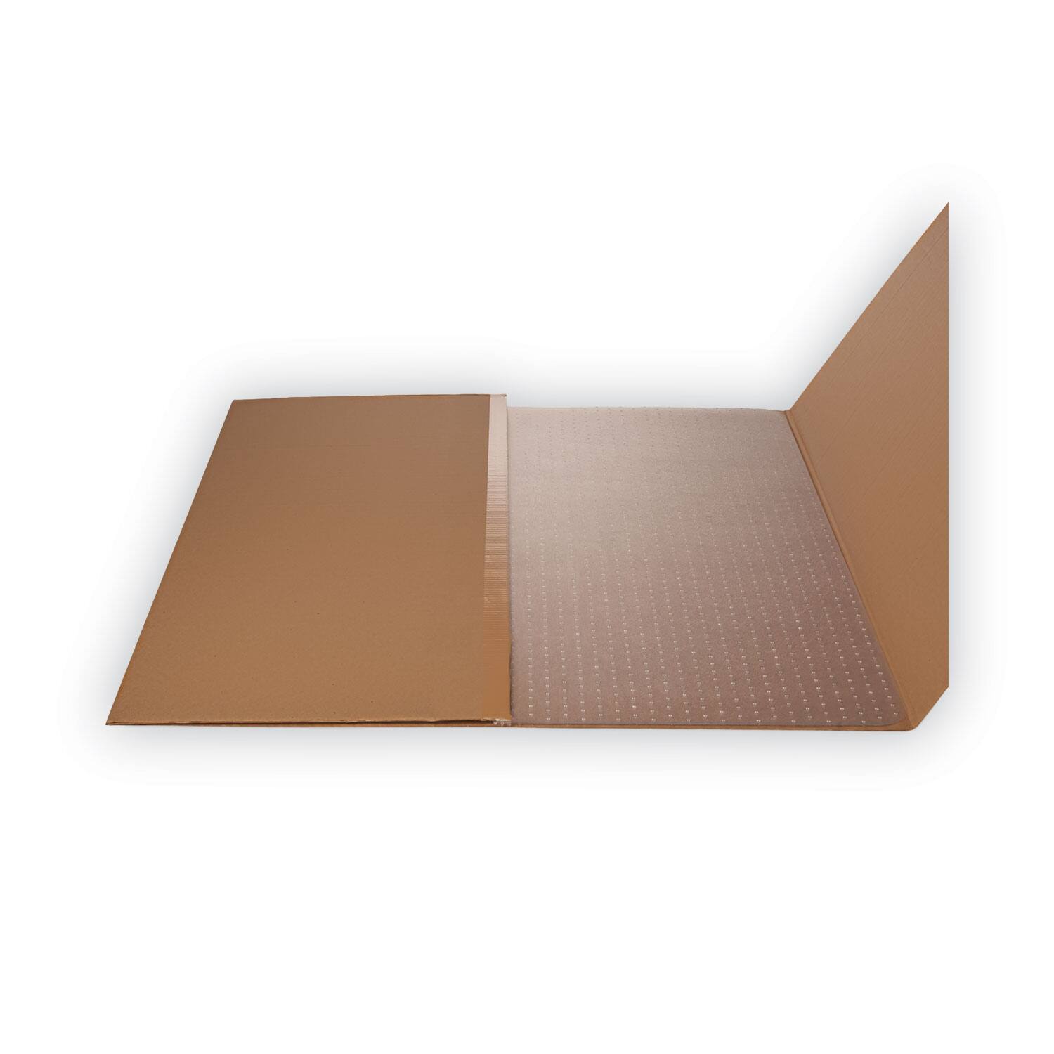 Back. Deflecto - DuraMat Moderate Use Chair Mat for Low Pile Carpeted Floors, Rectangular, Beveled Edges, 36" x 48", Clear, Ships Flat - Clear.