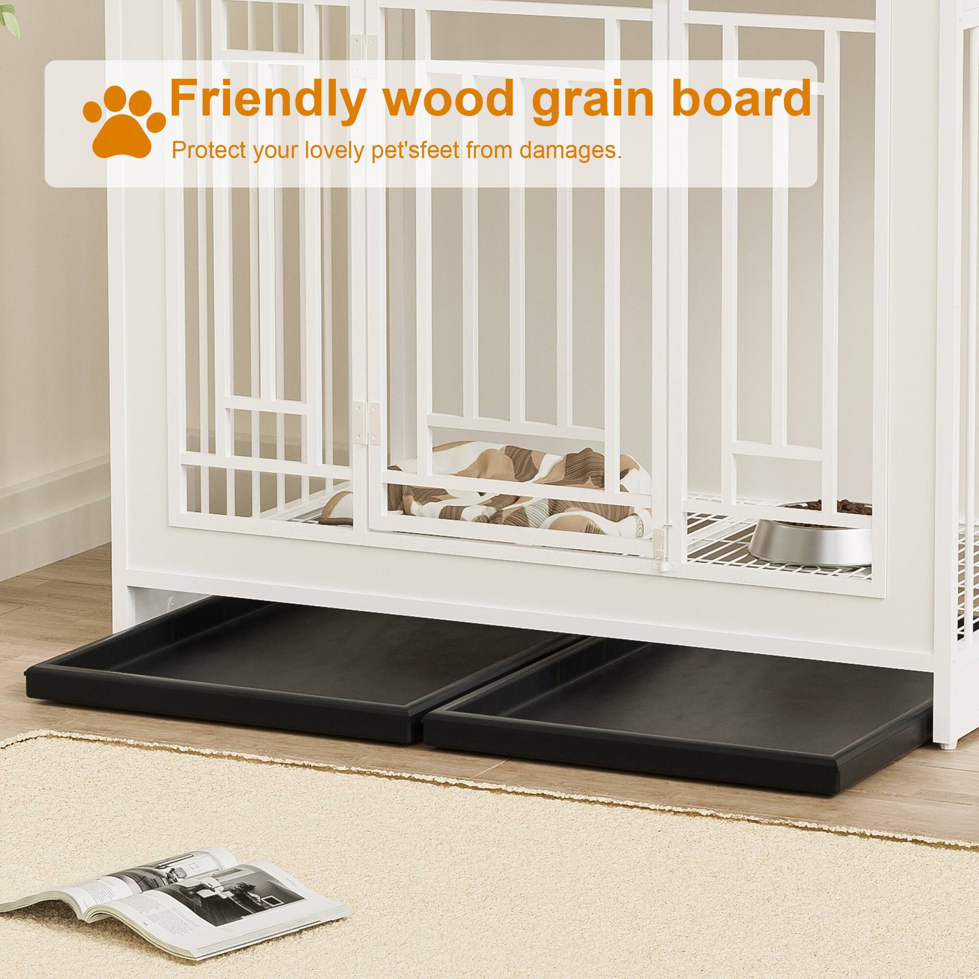 Friendly wood grain board  
Protect your lovely pet's feet from damages.