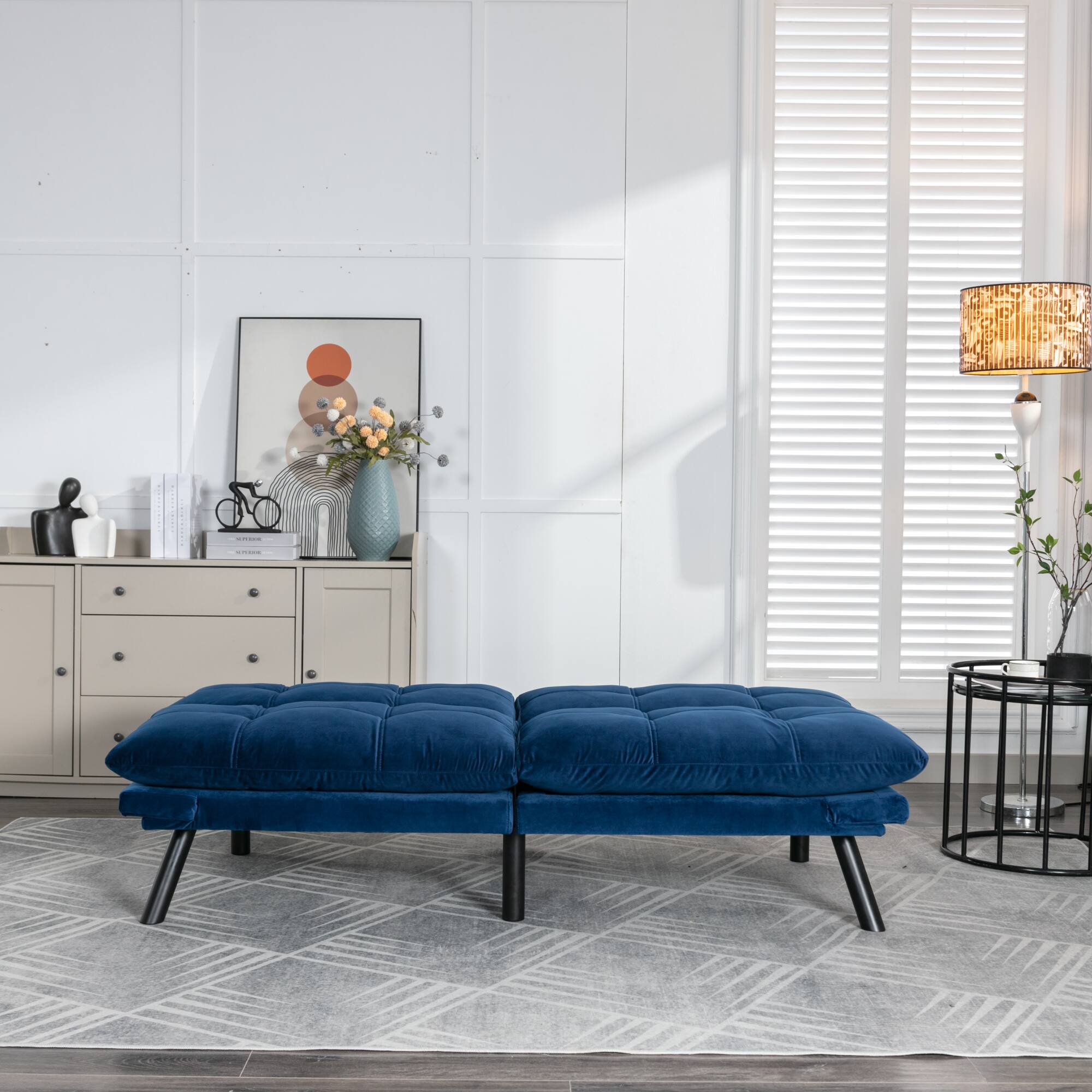 Alt View 4. GOODSILO - Convertible Folding Sofa Bed with Adjustable Armrests and Backrest for Small Spaces - Navy Blue.