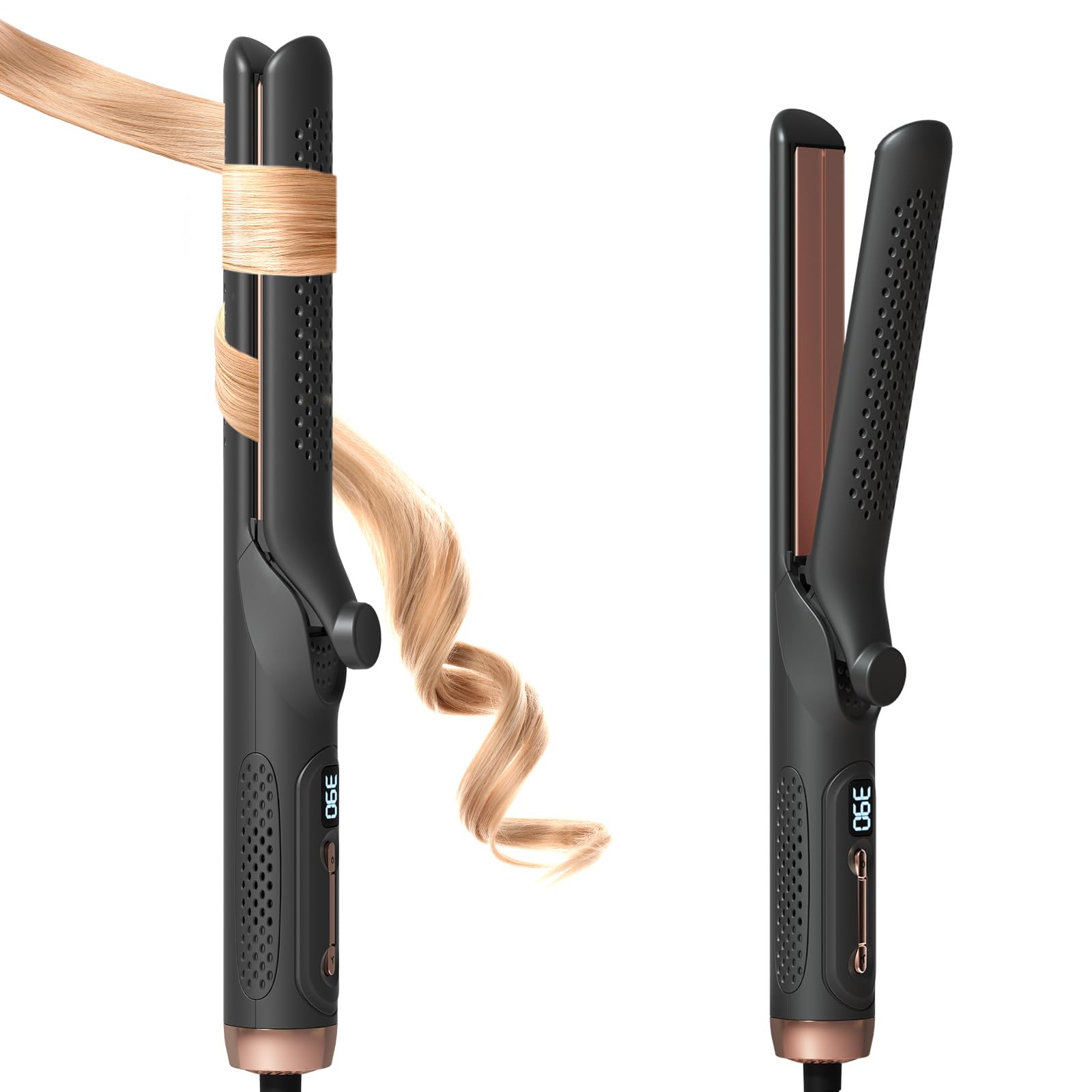 VEGA AUTOMOTIVE - Airflow 2 In 1 Straightener And Curler 360 Styler Curling Iron 1 25 Flat Hair Curler 2 1 For Short Long - Black