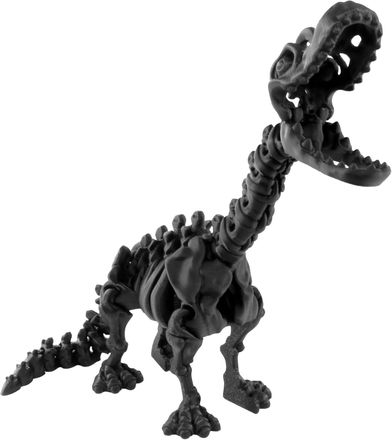 Back. JuzToys - 3D Printed Skeleton Brachiosaurus, Prehistoric Collectible Articulating Dinosaur Figurine Desk Décor Black by PowerTRC - Black.