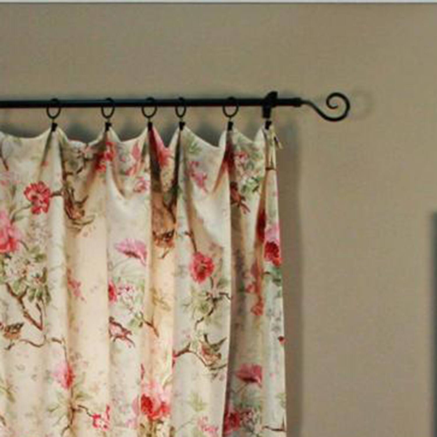 Angle. Ellis Curtain - Ellis Curtain Balmoral 100 Percent High Quality Fabric Floral Print Rod Pocket Panel Window Curtain - 48 x63" Red - Red.