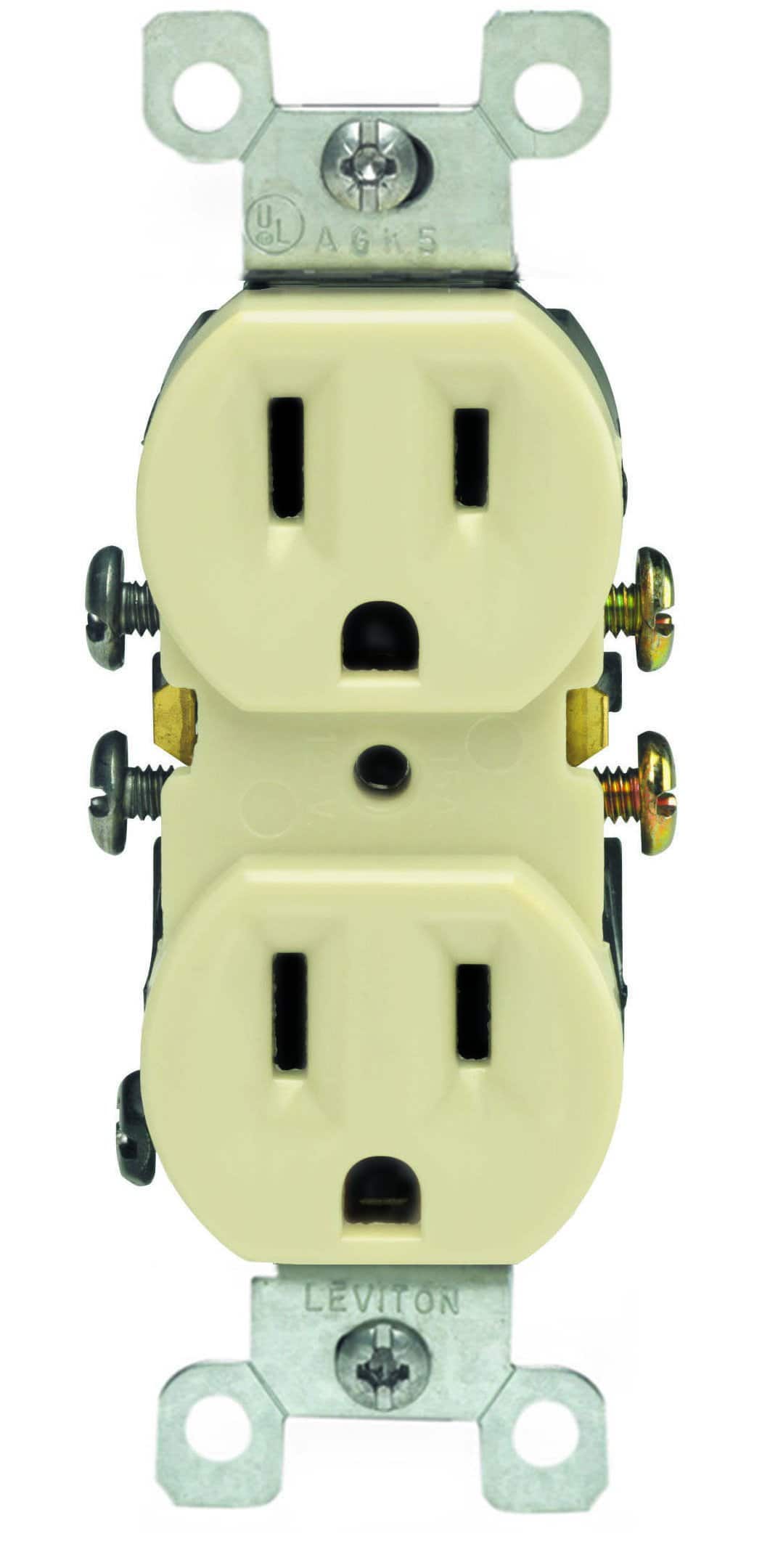 Leviton - 15 Amp 125 Volt Duplex Grounding Receptacle, Residential Grade, 10-Pack (5320-IMP) - Ivory