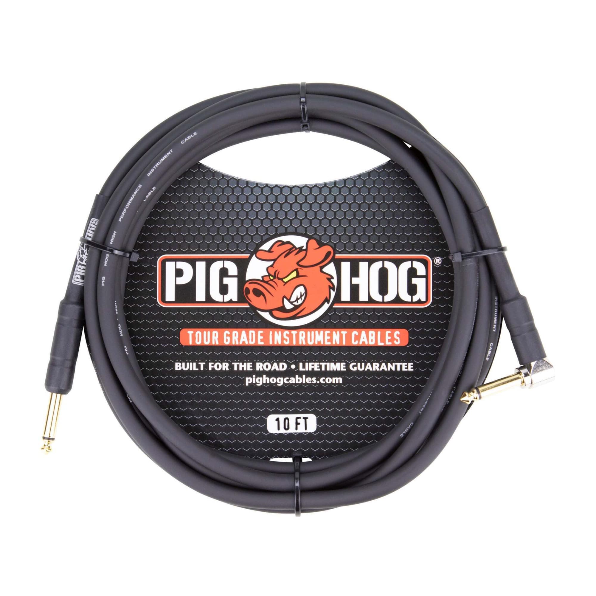 Pig Hog - PH10R - 1/4 - 1/4 in Right Angle 8mm Instrument Cable (10 ft., Black)