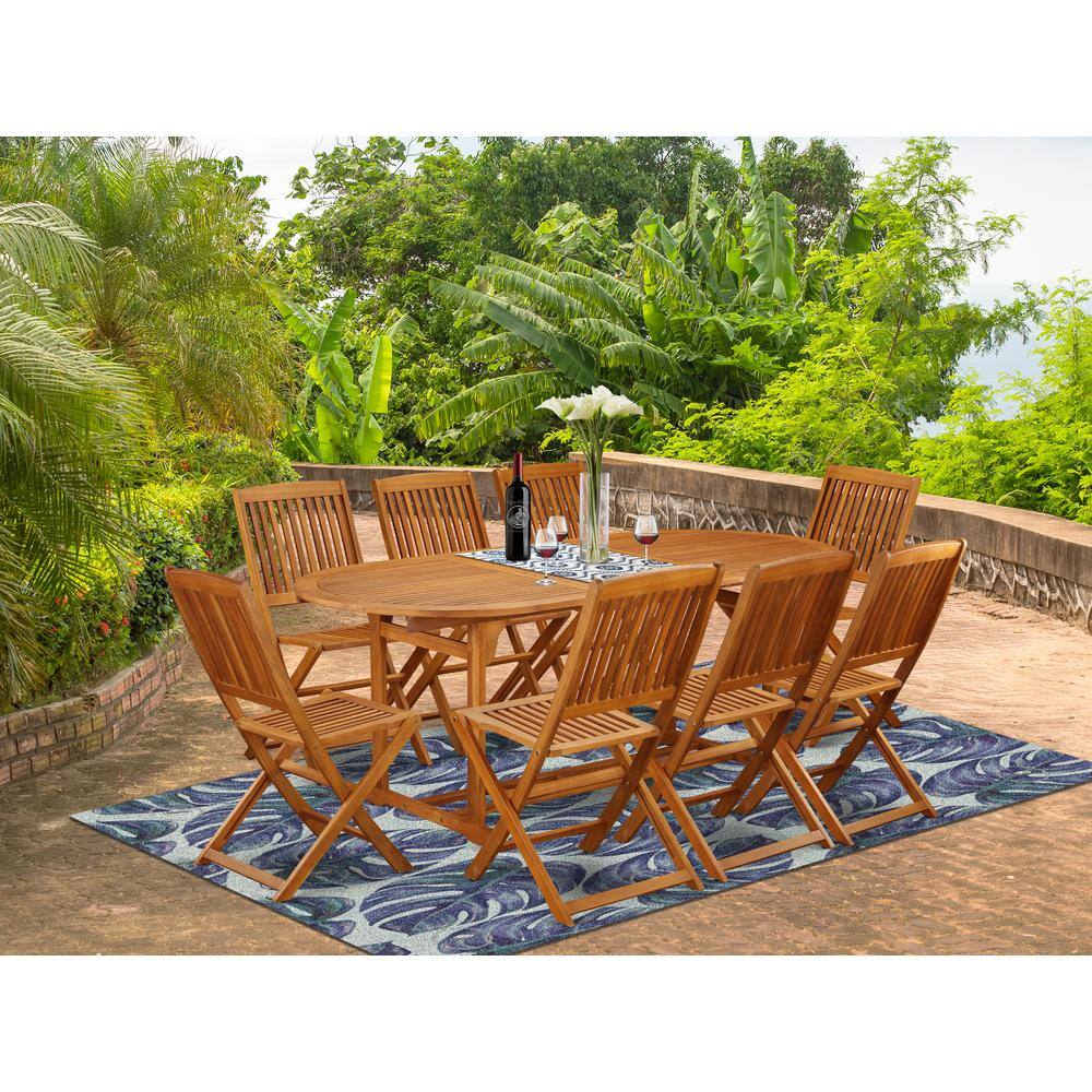 Alt View 1. East West Furniture - Wooden Patio Set Natural Oil - Brown.