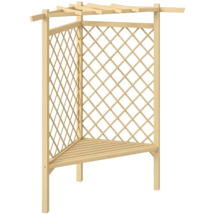 Front. Outsunny - Trellis Garden Bench, Wooden Park Bench for Climbing Plants w/ Slatted Seat, Great for Lawn, Backyard - Natural Wood.