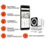 Quick Setup Under 30 Seconds 2.35 MobiCam MP Camera: Versatile Installation Options 3-Megapixel High-resolution Bluetooth Low Energy (BLE) Integration HOR k Motion Detection Message 6 Sight a -nsne Vision Technology 2.6 in. (6.7 cm) 1.4 in. (3.5 cm) 1.9 in. (4.8 cm) Supports 2.4GHz & 5.0GHz Wi-Fi Multi-View Capabilities