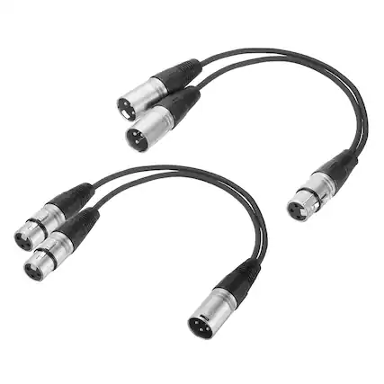 Front. Unique Bargains - 2pcs XLR Splitter Cable, 1F to 2M & 1M to 2F Y Cables for Balanced Audio, Mixers, Microphones - Silver.