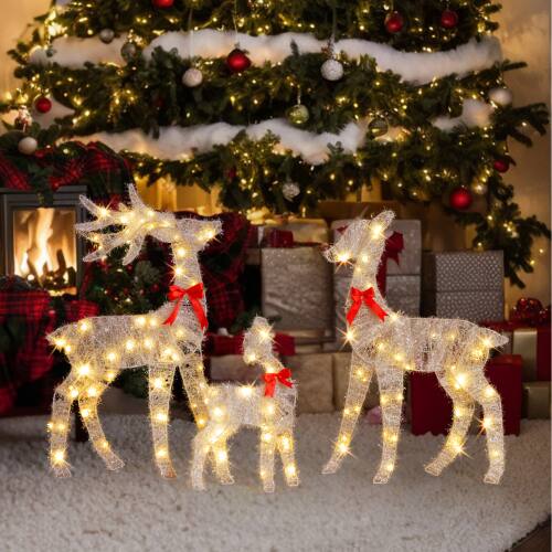 Alt View 7. Winado - 3 PCS Christmas Reindeer Family 2D for Indoor / Outdoor Holiday Decorations - White.