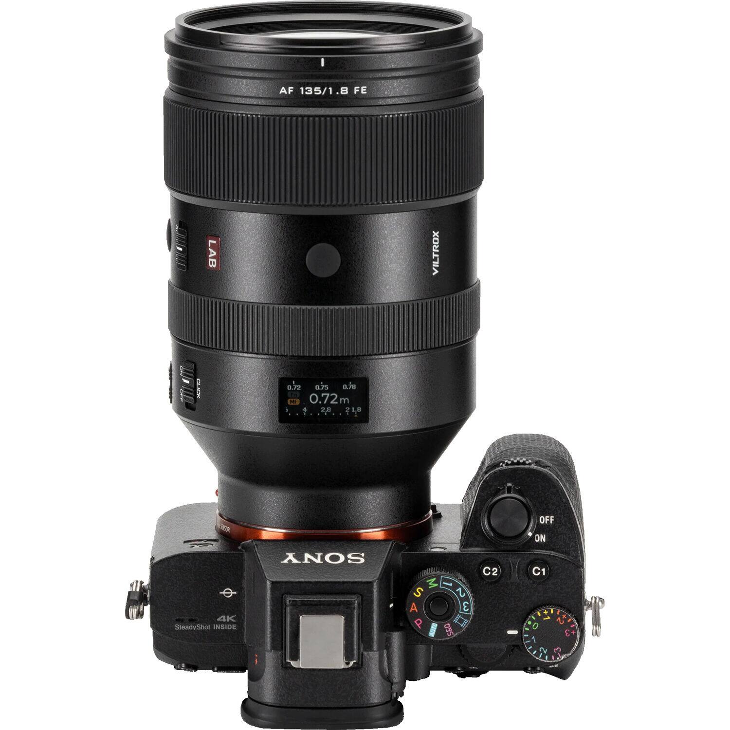 AF 135/1.8 FE  
VILTROX  
LAB  
0.72m - 4.2m  
2.8  
21.8  
OFF  
ON  
4K SteadyShot INSIDE  
SONY  
M S A 3 P O&S  
C2  
C1  
0 1 2  
V 3