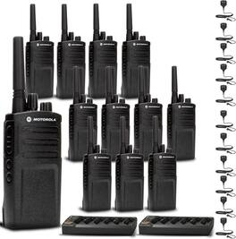 Motorola Solutions - 2 x Motorola Charger + 12 x Motorola RMV2080 OnSite 2-Way Radio + Mic + More - Black
