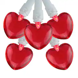 Northlight - 20-Count LED Mini Hearts Valentine's Day Lights - 4.75ft, White Wire - Red