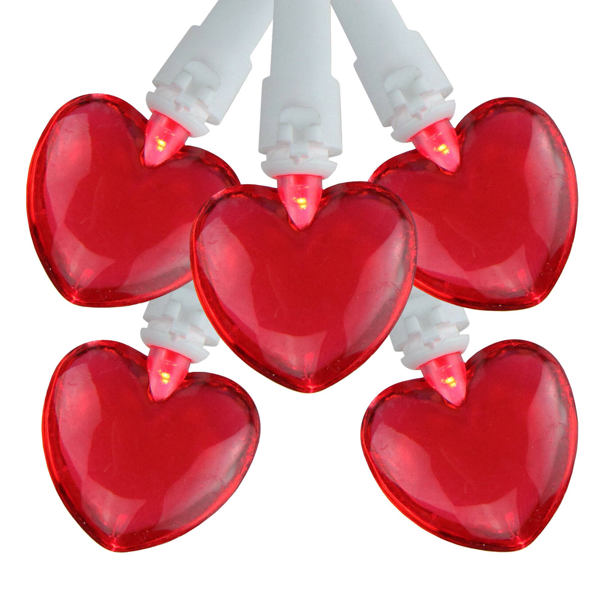 Front. Northlight - 20-Count Red LED Mini Hearts Valentine's Day Lights - 4.75ft, White Wire - Red.