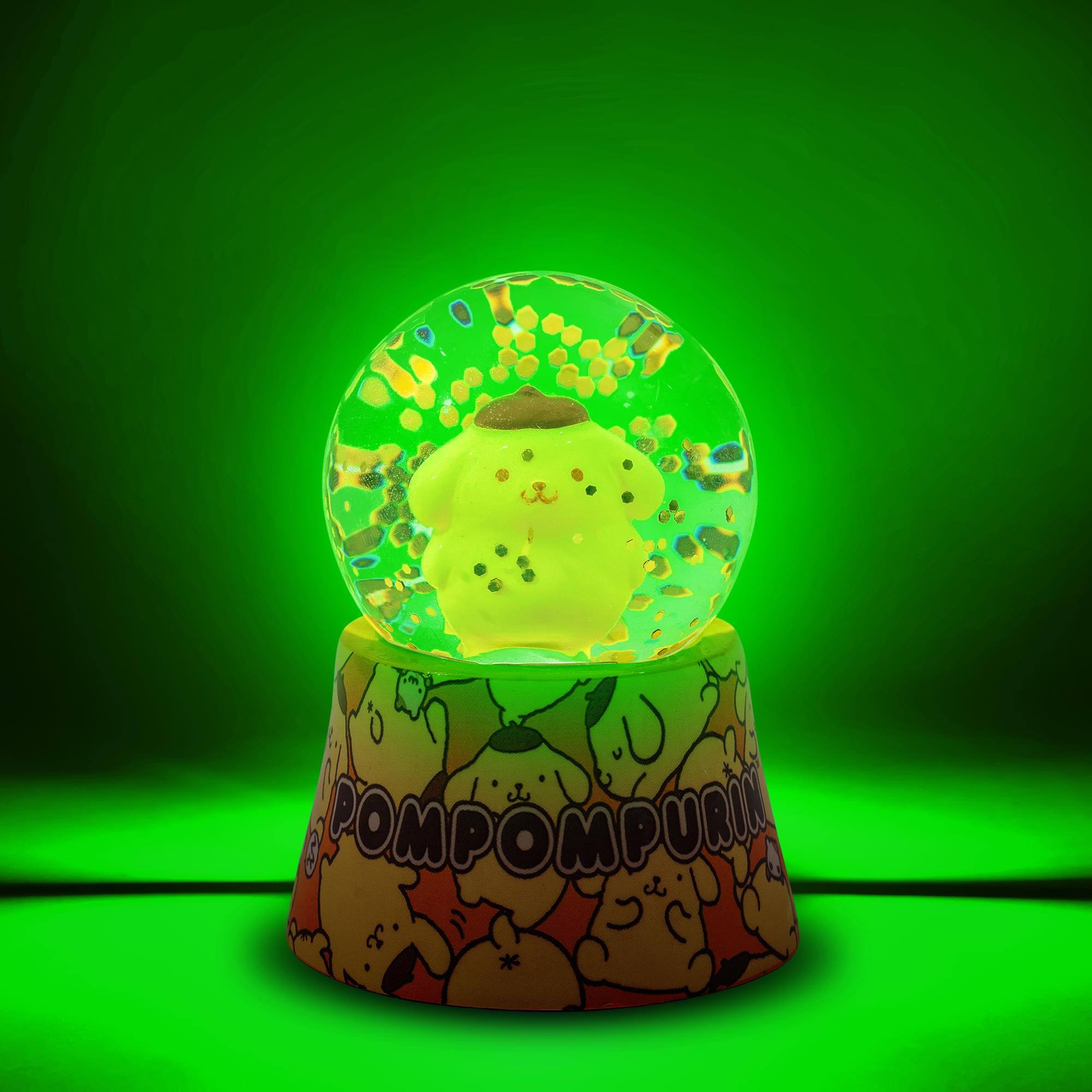 Alt View 1. Silver Buffalo - Sanrio Pompompurin Mini Light-Up Snow Globe | 3 Inches Tall - Brown.