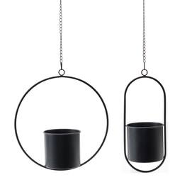 BreeBe - Modern Hanging Planter with Frame (Set of 2) - Black
