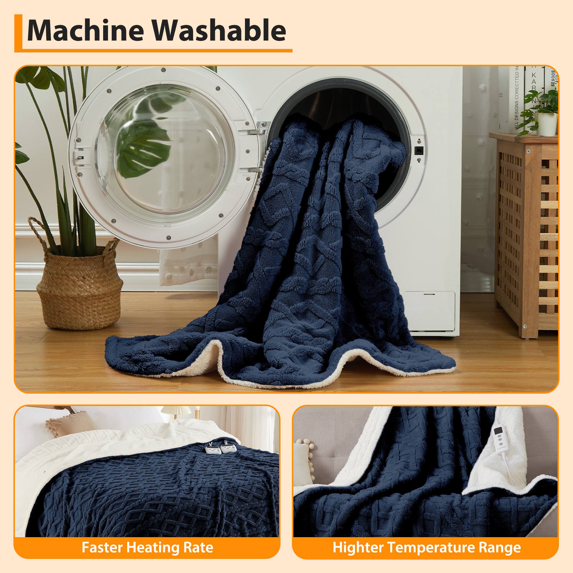 Machine Washable

Faster Heating Rate

Higher Temperature Range