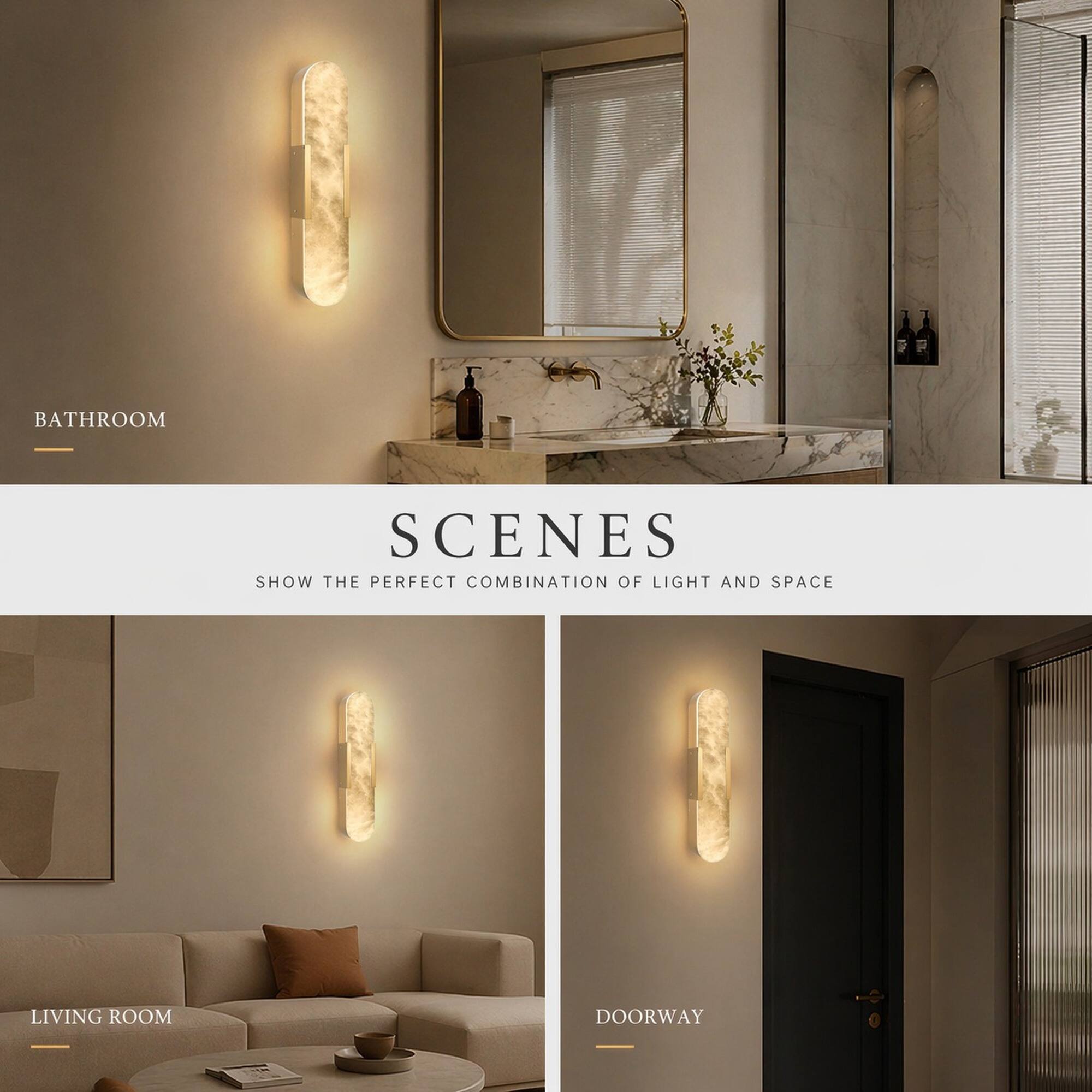 BATHROOM  
SCENES  
SHOW THE PERFECT COMBINATION OF LIGHT AND SPACE  
LIVING ROOM  
DOORWAY
