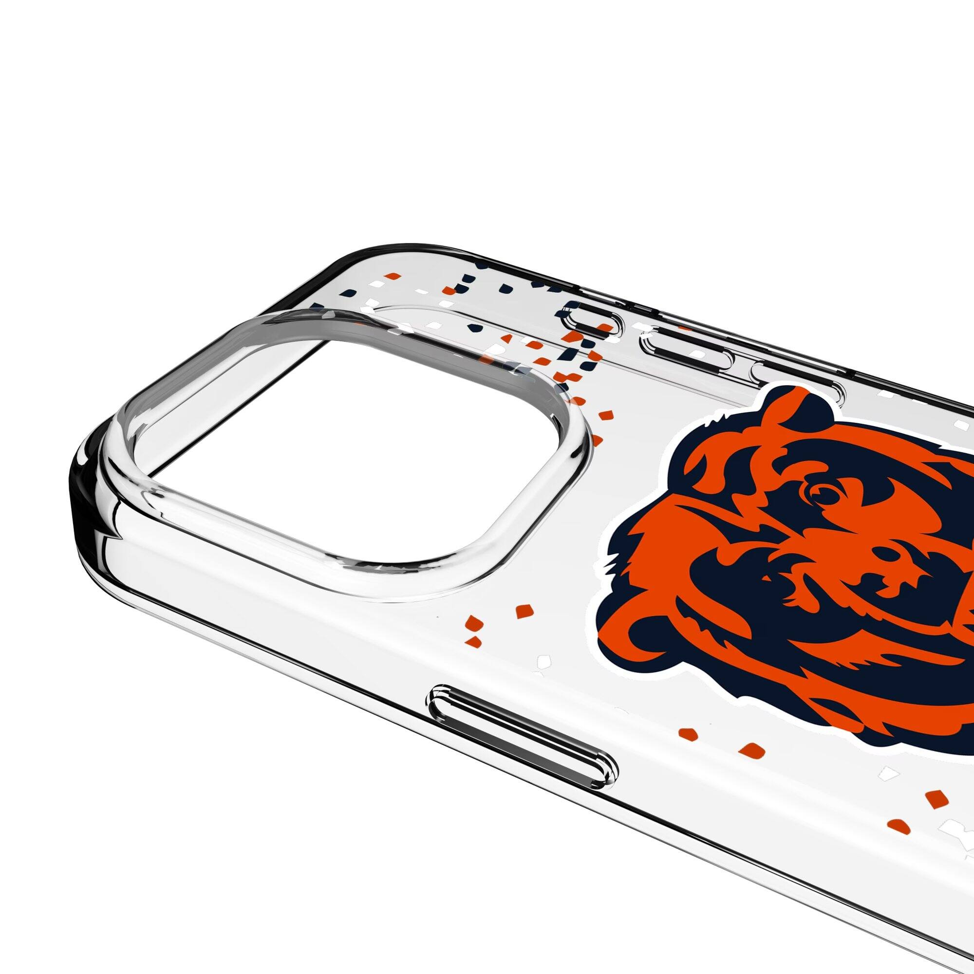 Alt View 2. Keyscaper - Chicago Bears iPhone Clear Case with Confetti Design - 14 Pro - Multicolor.